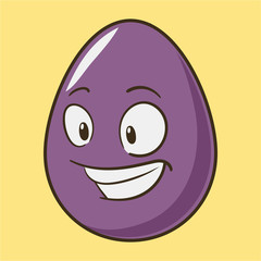 Funny cartoon Easter egg emoji icon. Cute emoticons Vector illustration. Isolated