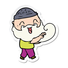 sticker of a happy bearded man grabbing