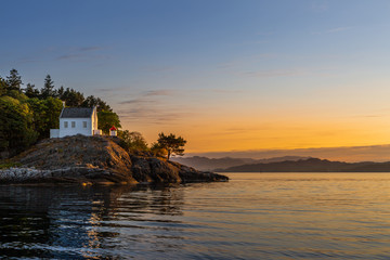Norwegian coast in sunset light