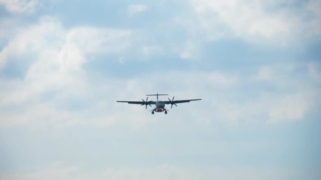 Turboprop aircraft approaching