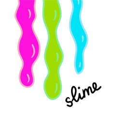Slime hand drawn illustration set of three colorful objects