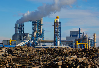 Aerial shot of woodworking plant
