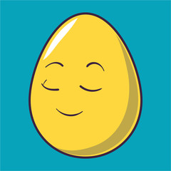 Funny cartoon Easter egg emoji icon. Cute emoticons Vector illustration. Isolated