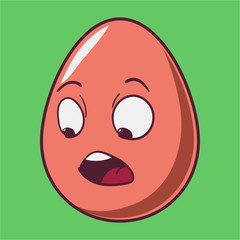 Funny cartoon Easter egg emoji icon. Cute emoticons Vector illustration. Isolated