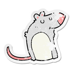 distressed sticker of a cartoon fat rat