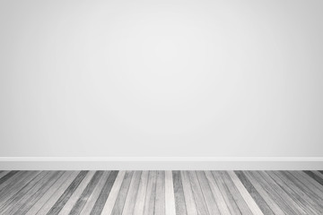 White tone colors wall & wood floor interior,3D illustration