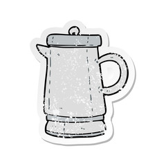 distressed sticker of a cartoon old kettle