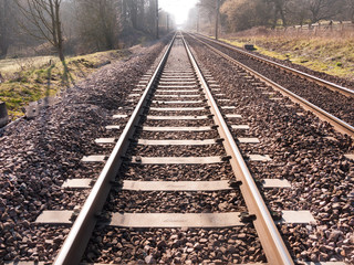 Fototapeta na wymiar train tracks outside no train way transport line country
