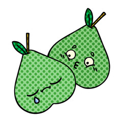 comic book style cartoon green pear
