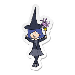 sticker of a cartoon happy witch