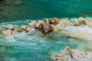 Water stream with river rocks