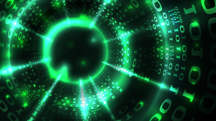 Abstract computer data background matrix binary code, data stream, abstract link. Hacking computer system, database, internet server, malicious code. Vector illustration