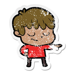distressed sticker of a cartoon happy boy