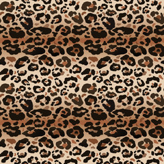 Seamless leopard wild nature pattern. Vector animal print.