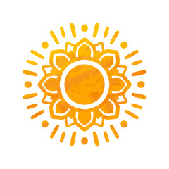 Beautiful Sun. Hand Drawn With Structure. Ornamental Mandala.