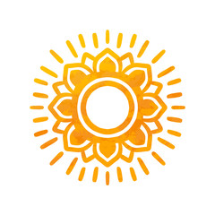 Beautiful Sun. Hand Drawn With Structure. Ornamental Mandala.