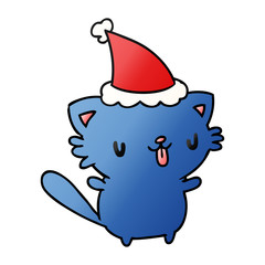 christmas gradient cartoon of kawaii cat