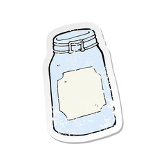 retro distressed sticker of a cartoon jar