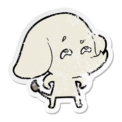 distressed sticker of a cartoon elephant remembering