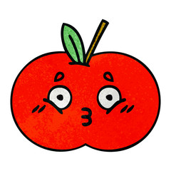 retro grunge texture cartoon red apple