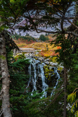 Myrtle Falls Tumbles Over Cliff Below Bridge