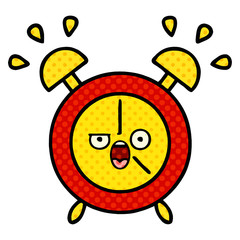 comic book style cartoon alarm clock