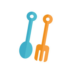 Spoon and a fork. Colorful appliances. Kitchen appliances. Vector illustration. EPS 10