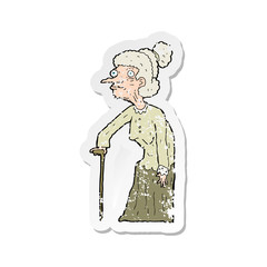 retro distressed sticker of a cartoon old woman
