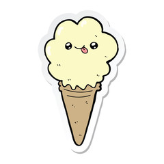 sticker of a cartoon ice cream