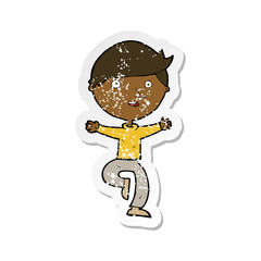 retro distressed sticker of a cartoon excited man