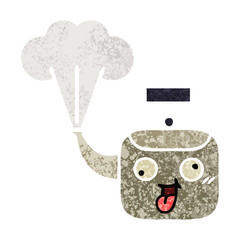 retro illustration style cartoon steaming kettle