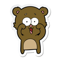 sticker of a laughing teddy  bear cartoon