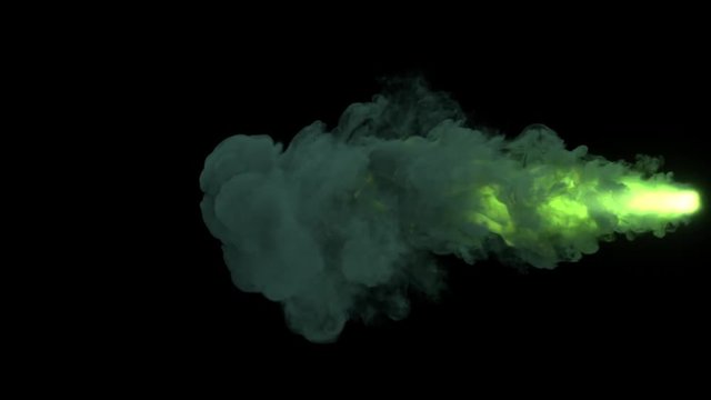 Colored torch fire with sparks and smoke. Separated on pure black background, contains alpha channel.