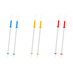 Ski sticks. Set. Winter. Winter equipment. Vector illustration. EPS 10.