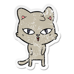 distressed sticker of a cartoon cat