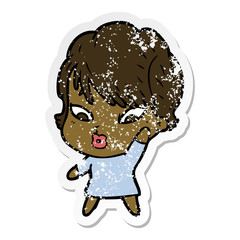 distressed sticker of a cartoon woman
