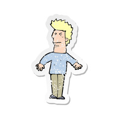 retro distressed sticker of a cartoon stressed man