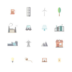set world ecology and green  energy resources collection  environment related icons flat vector illustration