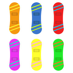 Snowboards. Set of snowboards. Winter. Logo snowboards. Vector illustration. EPS 10.
