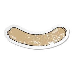 distressed sticker of a cartoon sausage