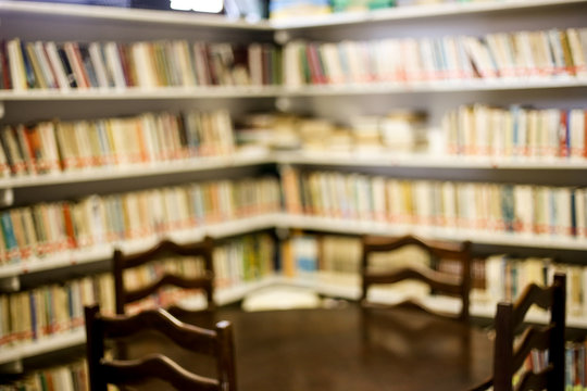 library photo blurred for background use