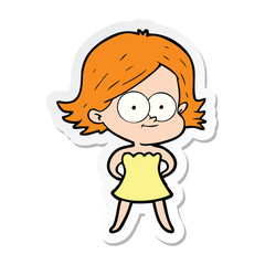 sticker of a happy cartoon girl