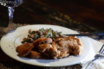 Country Style Fried Pork Chop with Field Peas