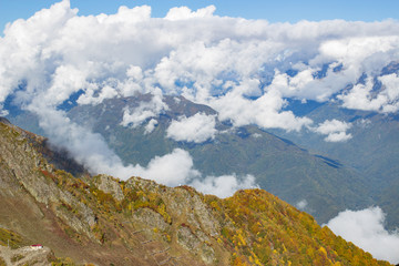 Obraz premium Mountain landscape. Caucasus summer day view forest