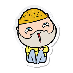 sticker of a cartoon happy bearded man