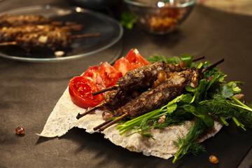 Lule kebabs on a plate