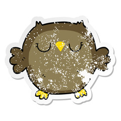 distressed sticker of a cartoon owl