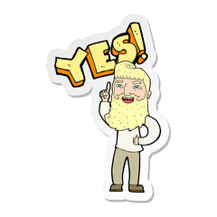sticker of a cartoon man shouting YES