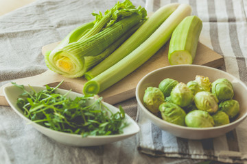Close-Up Of Green Vegetables On Table