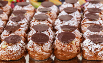 Closeup of profiteroles